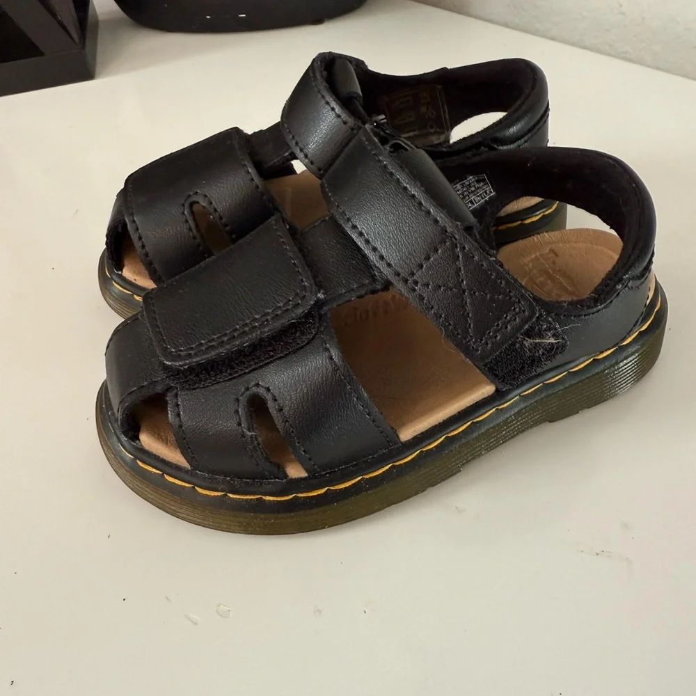 Dr. Martens Kids Black Leather Sandals - Picture 3 of 6